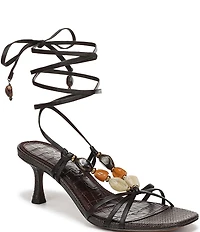 Sam Edelman Paloma Stone Embellished Leather Ankle Wrap Dress Sandals