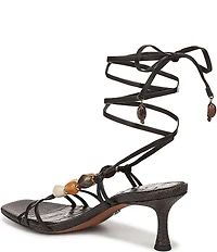 Sam Edelman Paloma Stone Embellished Leather Ankle Wrap Dress Sandals