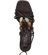 Sam Edelman Paloma Stone Embellished Leather Ankle Wrap Dress Sandals