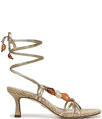 Sam Edelman Paloma Stone Embellished Metallic Leather Ankle Wrap Dress Sandals