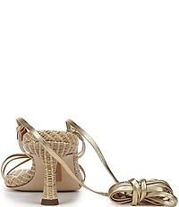Sam Edelman Paloma Stone Embellished Metallic Leather Ankle Wrap Dress Sandals