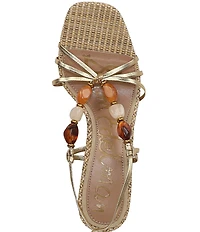 Sam Edelman Paloma Stone Embellished Metallic Leather Ankle Wrap Dress Sandals