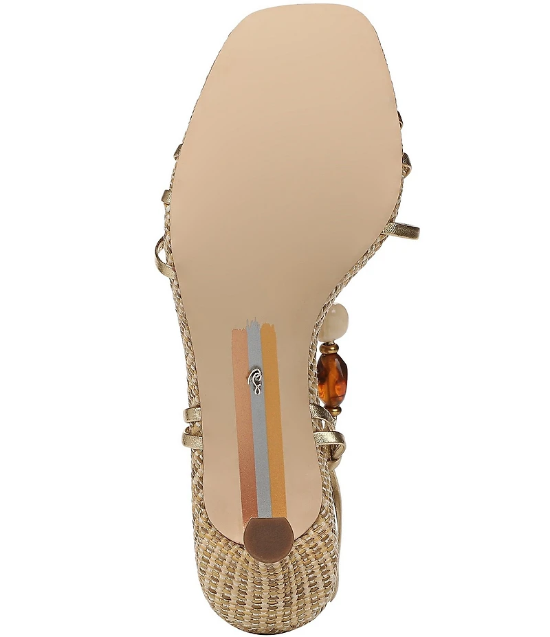 Sam Edelman Paloma Stone Embellished Metallic Leather Ankle Wrap Dress Sandals