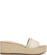 Sam Edelman Pauleena Leather Double E Logo Platform Wedge Slide Sandals