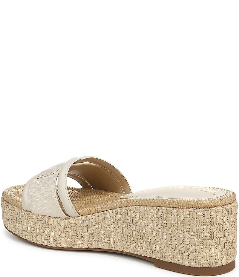 Sam Edelman Pauleena Leather Double E Logo Platform Wedge Slide Sandals
