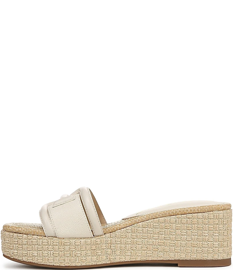 Sam Edelman Pauleena Leather Double E Logo Platform Wedge Slide Sandals