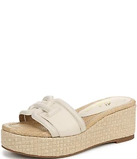 Sam Edelman Pauleena Leather Double E Logo Platform Wedge Slide Sandals