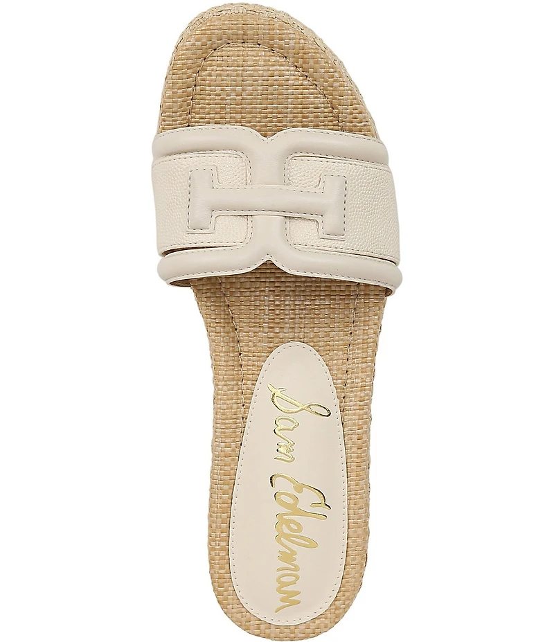 Sam Edelman Pauleena Leather Double E Logo Platform Wedge Slide Sandals