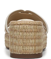 Sam Edelman Pauleena Raffia Double E Logo Platform Wedge Slide Sandals