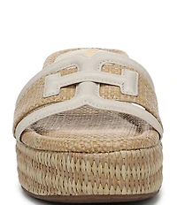 Sam Edelman Pauleena Raffia Double E Logo Platform Wedge Slide Sandals