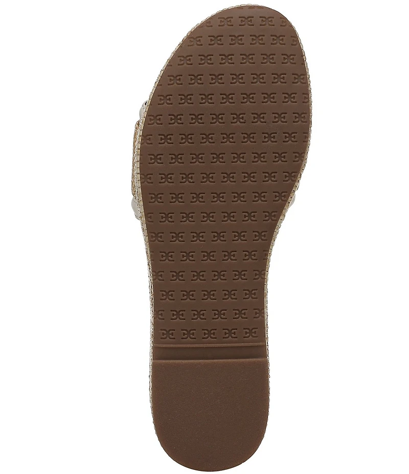 Sam Edelman Pauleena Raffia Double E Logo Platform Wedge Slide Sandals