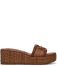 Sam Edelman Pauleena Raffia Double E Logo Platform Wedge Slide Sandals