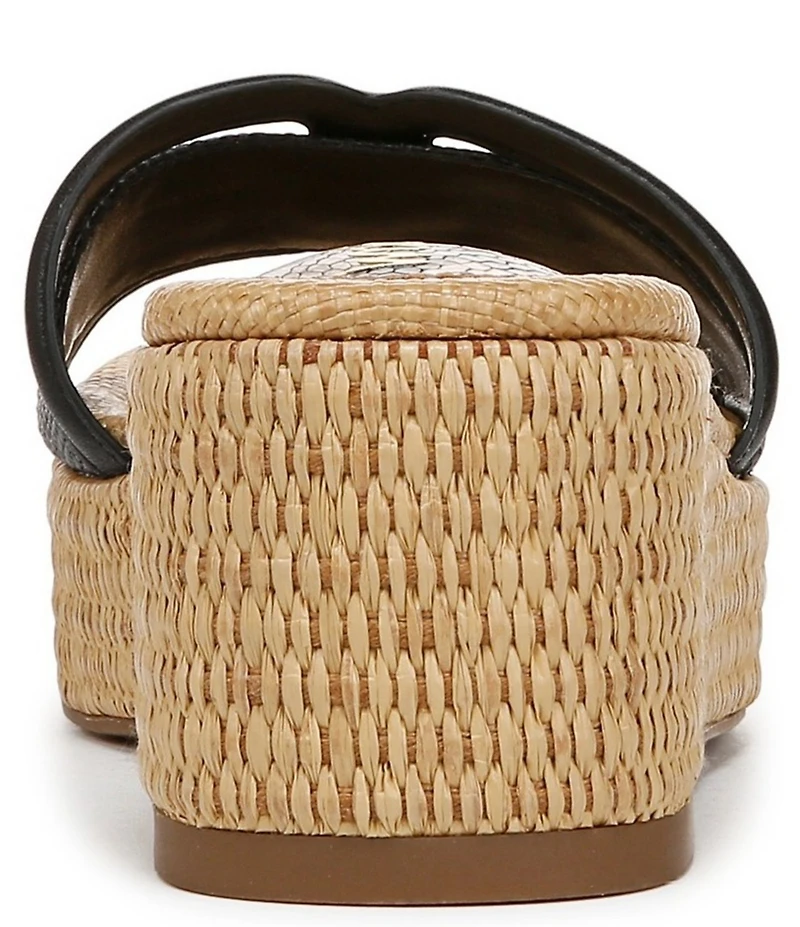 Sam Edelman Pauleena Raffia Double E Logo Platform Wedge Slide Sandals