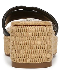Sam Edelman Pauleena Raffia Double E Logo Platform Wedge Slide Sandals