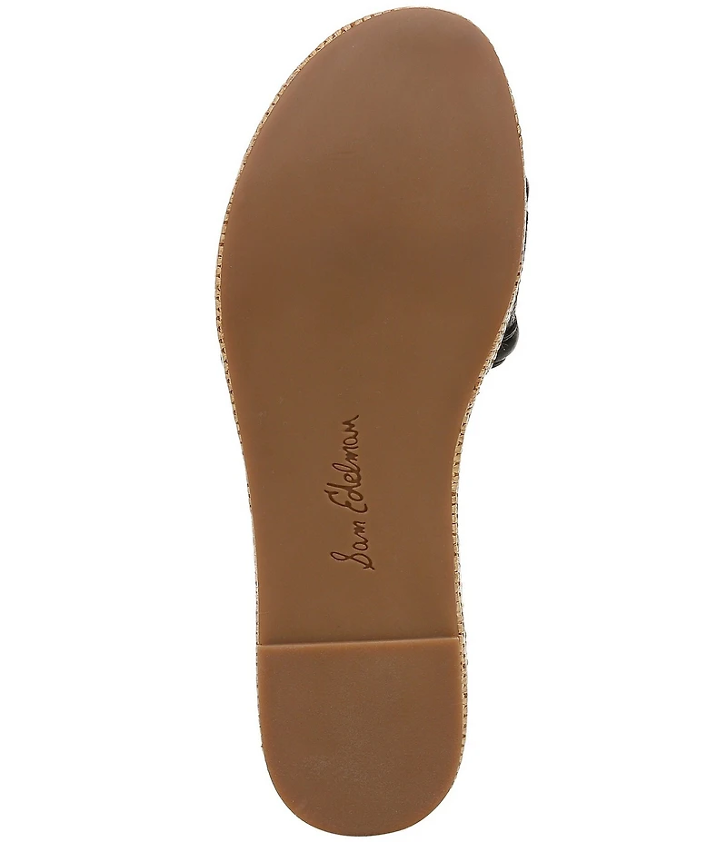 Sam Edelman Pauleena Raffia Double E Logo Platform Wedge Slide Sandals