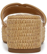 Sam Edelman Pauleena Raffia Double E Logo Platform Wedge Slide Sandals