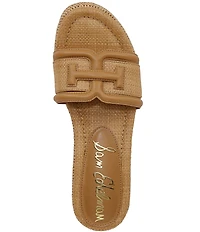 Sam Edelman Pauleena Raffia Double E Logo Platform Wedge Slide Sandals