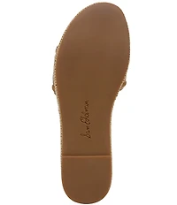 Sam Edelman Pauleena Raffia Double E Logo Platform Wedge Slide Sandals