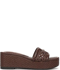 Sam Edelman Pauleena Woven Raffia Double E Logo Platform Wedge Slide Sandals