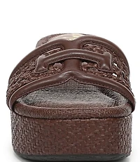 Sam Edelman Pauleena Woven Raffia Double E Logo Platform Wedge Slide Sandals