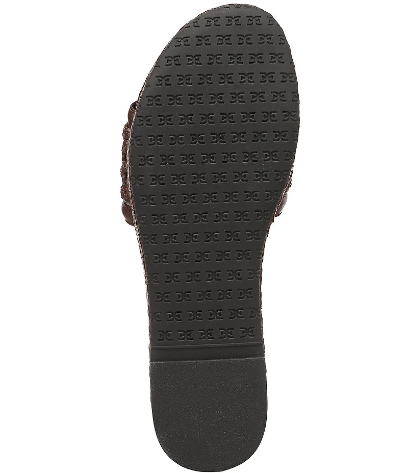 Sam Edelman Pauleena Woven Raffia Double E Logo Platform Wedge Slide Sandals