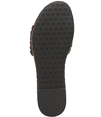 Sam Edelman Pauleena Woven Raffia Double E Logo Platform Wedge Slide Sandals