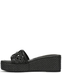 Sam Edelman Pauleena Woven Raffia Double E Logo Platform Wedge Slide Sandals