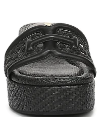 Sam Edelman Pauleena Woven Raffia Double E Logo Platform Wedge Slide Sandals