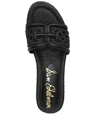 Sam Edelman Pauleena Woven Raffia Double E Logo Platform Wedge Slide Sandals