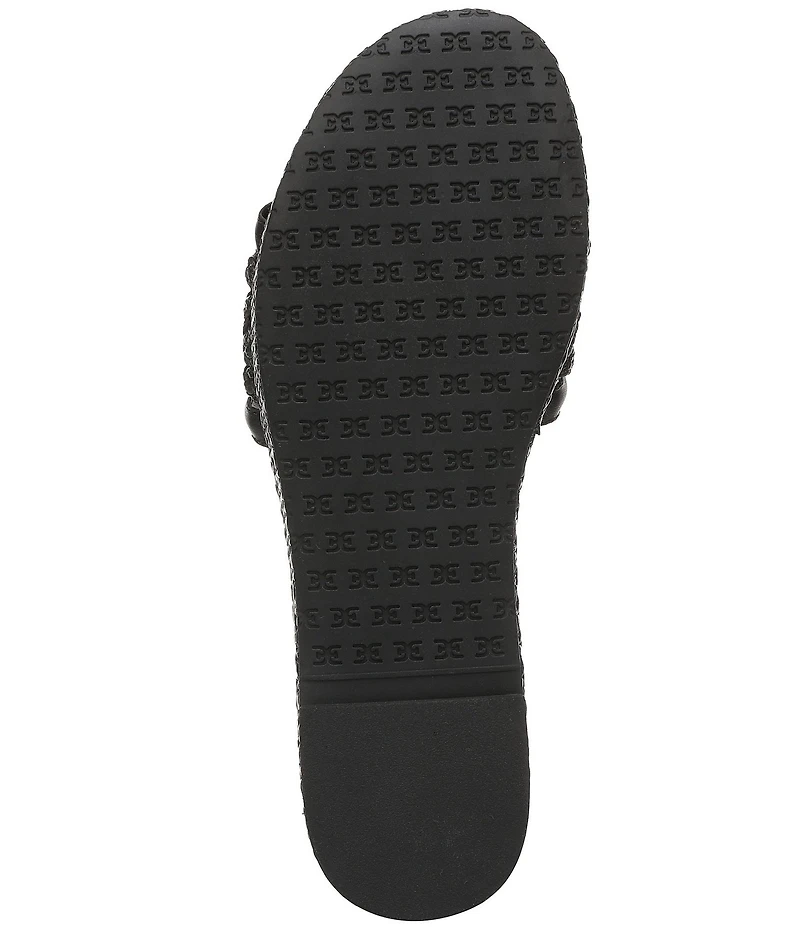 Sam Edelman Pauleena Woven Raffia Double E Logo Platform Wedge Slide Sandals