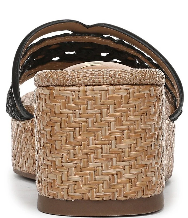 Sam Edelman Pauleena Woven Raffia Double E Logo Platform Wedge Slide Sandals