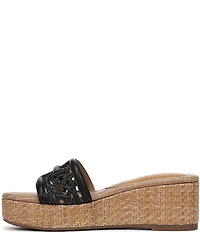 Sam Edelman Pauleena Woven Raffia Double E Logo Platform Wedge Slide Sandals