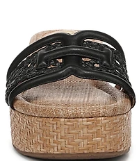 Sam Edelman Pauleena Woven Raffia Double E Logo Platform Wedge Slide Sandals