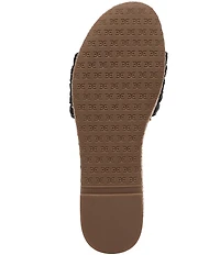 Sam Edelman Pauleena Woven Raffia Double E Logo Platform Wedge Slide Sandals