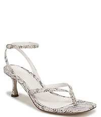 Sam Edelman Pax Leather Snake Print Ankle Wrap Thong Dress Sandals