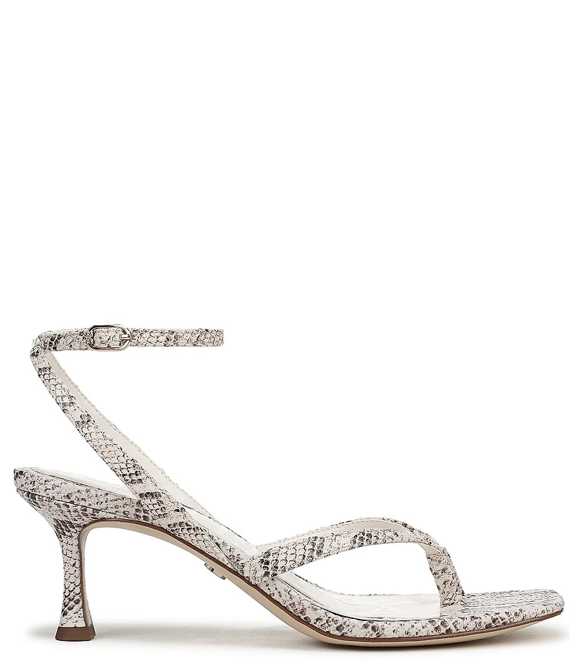 Sam Edelman Pax Leather Snake Print Ankle Wrap Thong Dress Sandals
