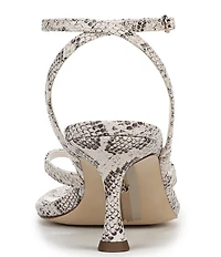 Sam Edelman Pax Leather Snake Print Ankle Wrap Thong Dress Sandals