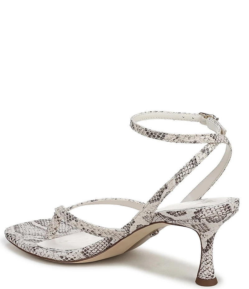Sam Edelman Pax Leather Snake Print Ankle Wrap Thong Dress Sandals