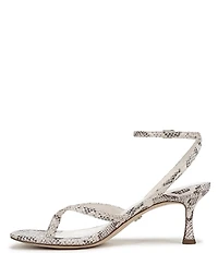 Sam Edelman Pax Leather Snake Print Ankle Wrap Thong Dress Sandals