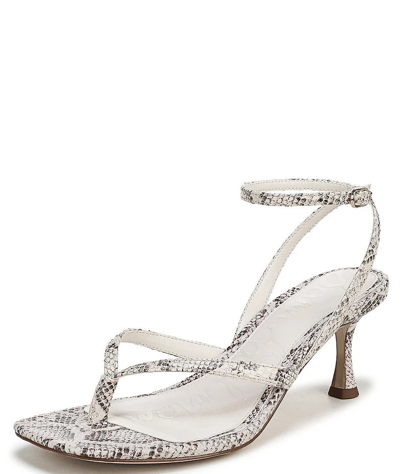 Sam Edelman Pax Leather Snake Print Ankle Wrap Thong Dress Sandals