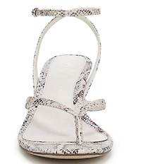 Sam Edelman Pax Leather Snake Print Ankle Wrap Thong Dress Sandals