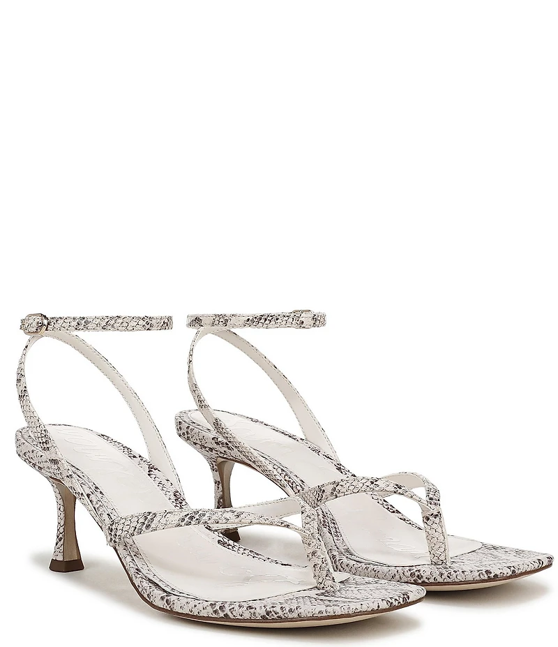Sam Edelman Pax Leather Snake Print Ankle Wrap Thong Dress Sandals