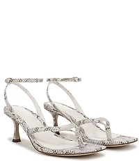 Sam Edelman Pax Leather Snake Print Ankle Wrap Thong Dress Sandals