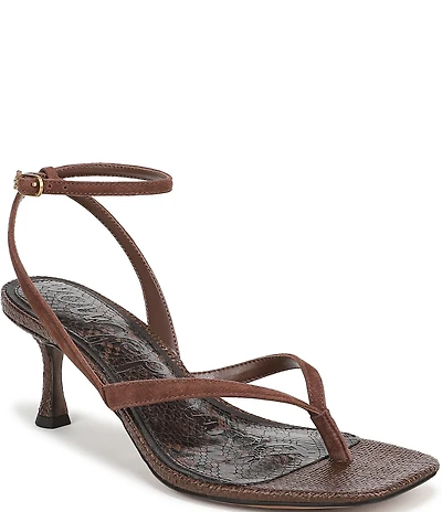 Sam Edelman Pax Suede and Raffia Ankle Wrap Thong Dress Sandals