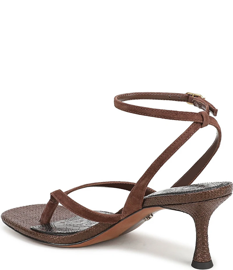 Sam Edelman Pax Suede and Raffia Ankle Wrap Thong Dress Sandals