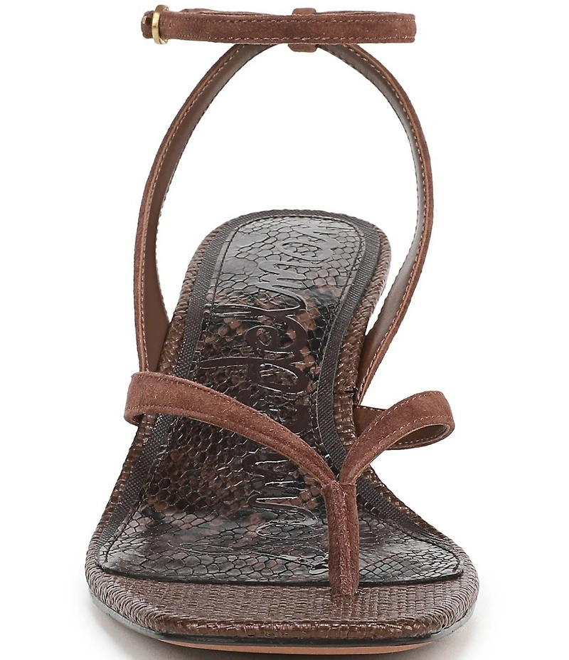 Sam Edelman Pax Suede and Raffia Ankle Wrap Thong Dress Sandals