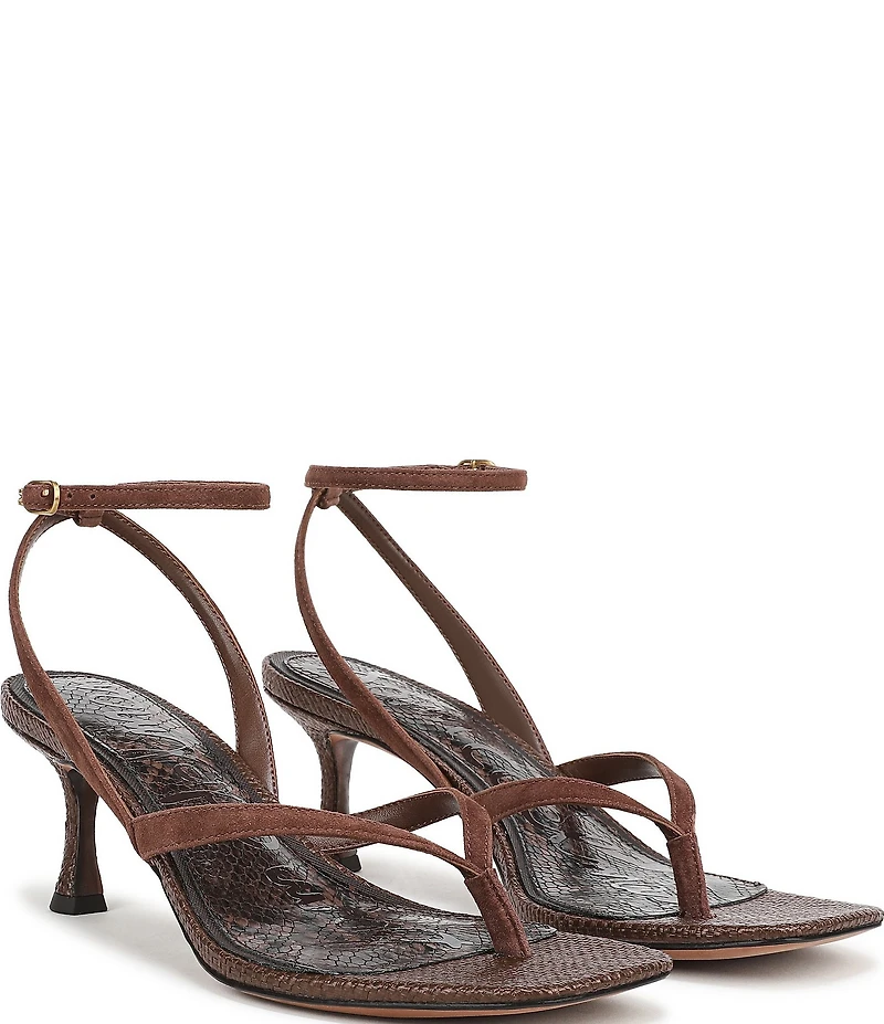 Sam Edelman Pax Suede and Raffia Ankle Wrap Thong Dress Sandals