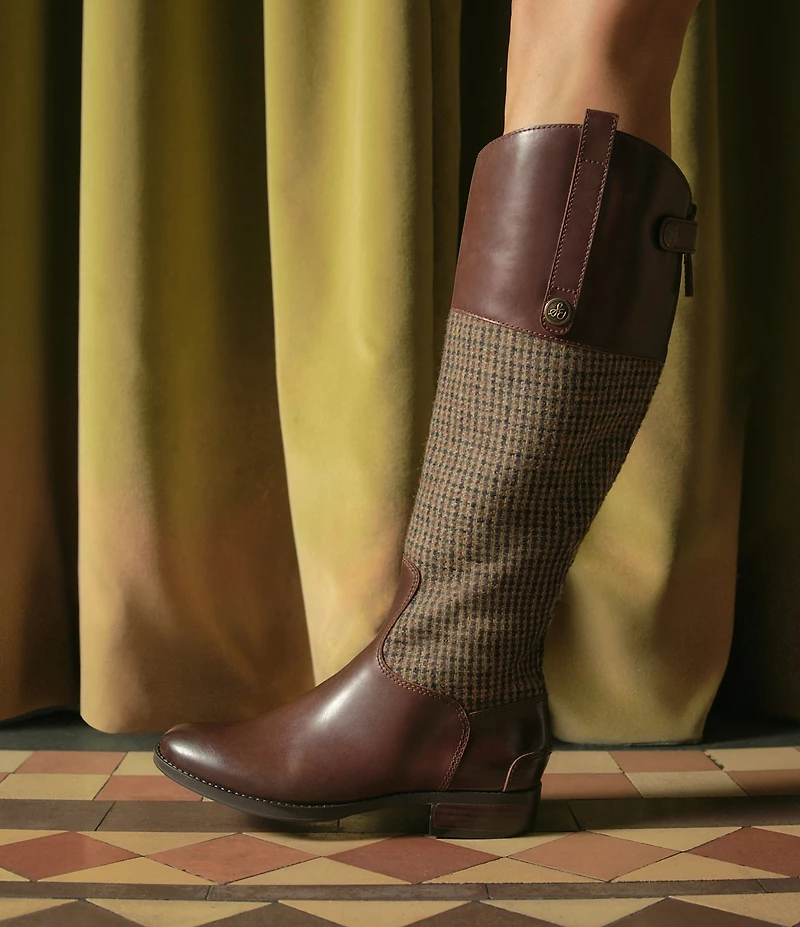 Sam Edelman Penny Leather and Tweed Tall Riding Boots
