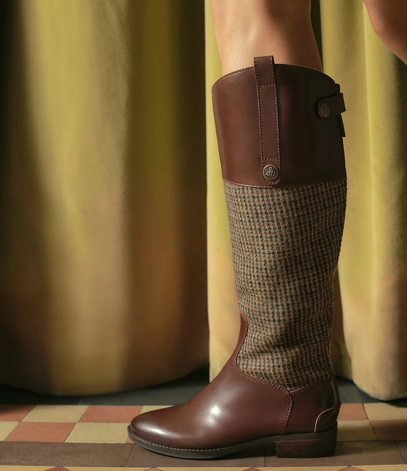 Sam Edelman Penny Leather and Tweed Tall Riding Boots