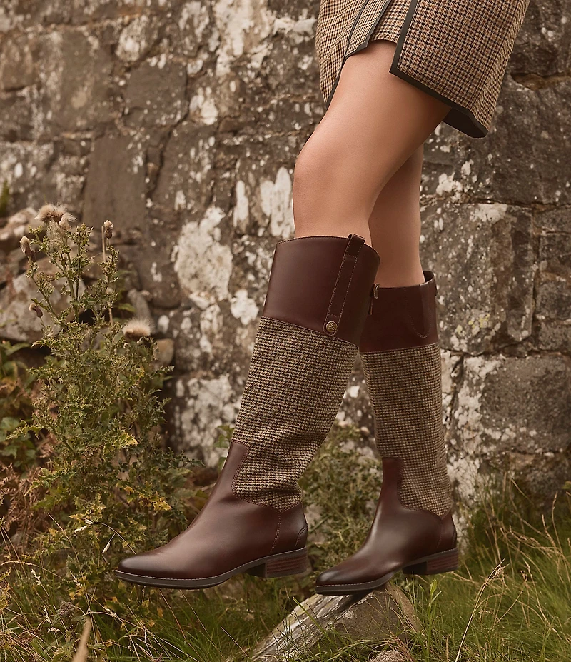 Sam Edelman Penny Leather and Tweed Tall Riding Boots